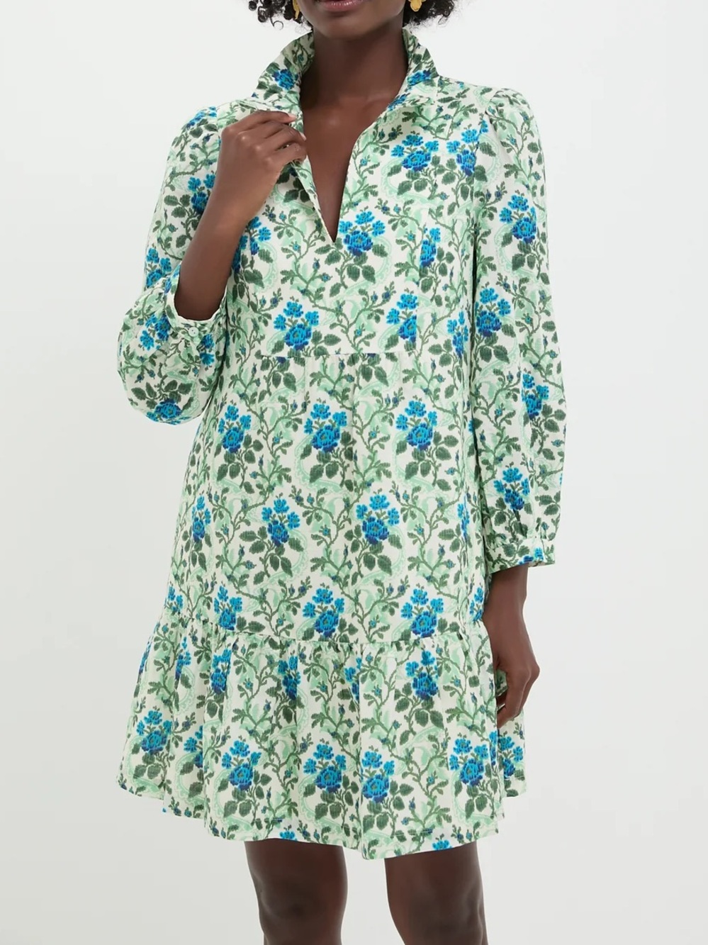 TUCKERNUCK Cerulean Vine Cotton Linen Palmerston Dress